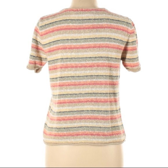 Vintage Liz Claiborne Striped knit loop short sleeve Pullover shirt large - Picture 2 of 5